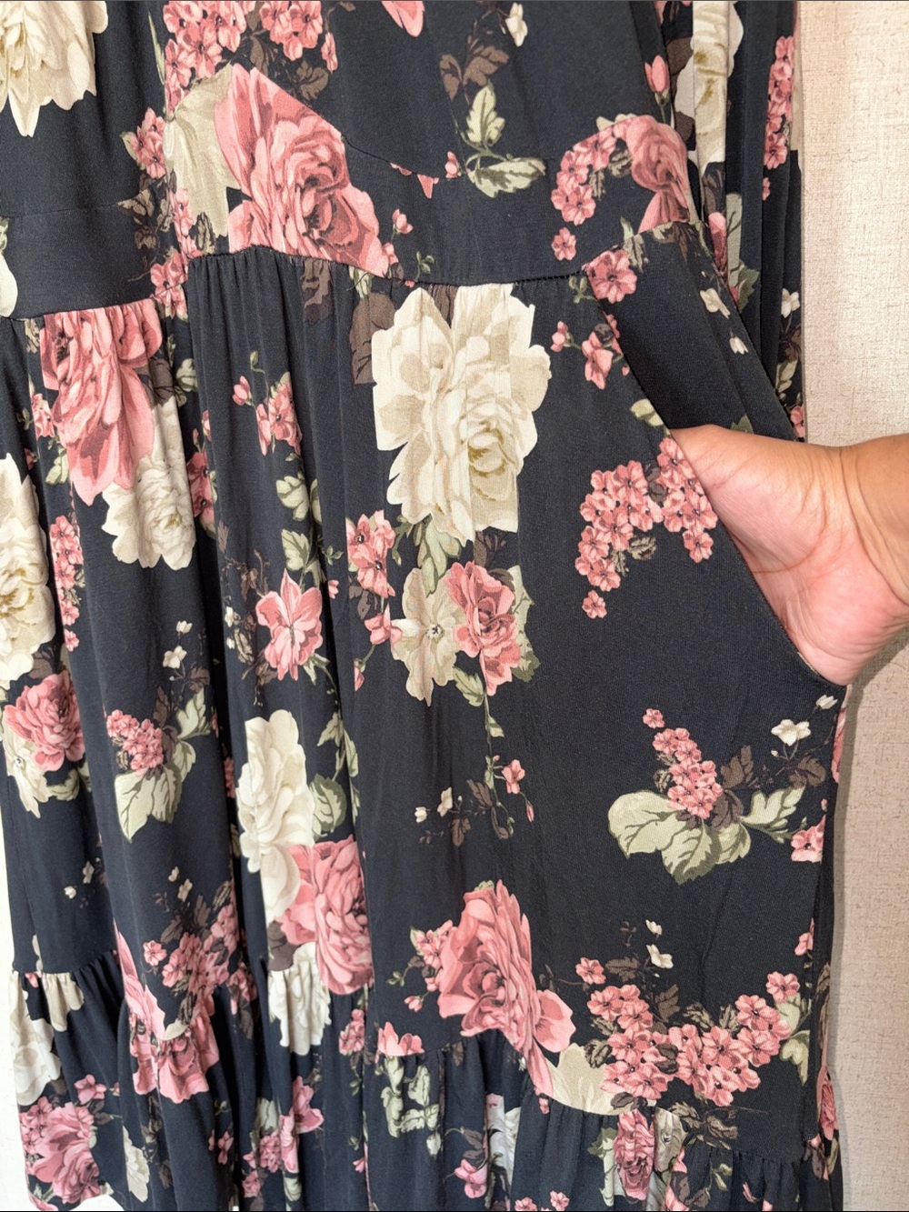 Torrid Super Soft Floral Long Sleeve Jersey Babydoll Dress Sz 1 Cottagecore - Picture 11 of 15